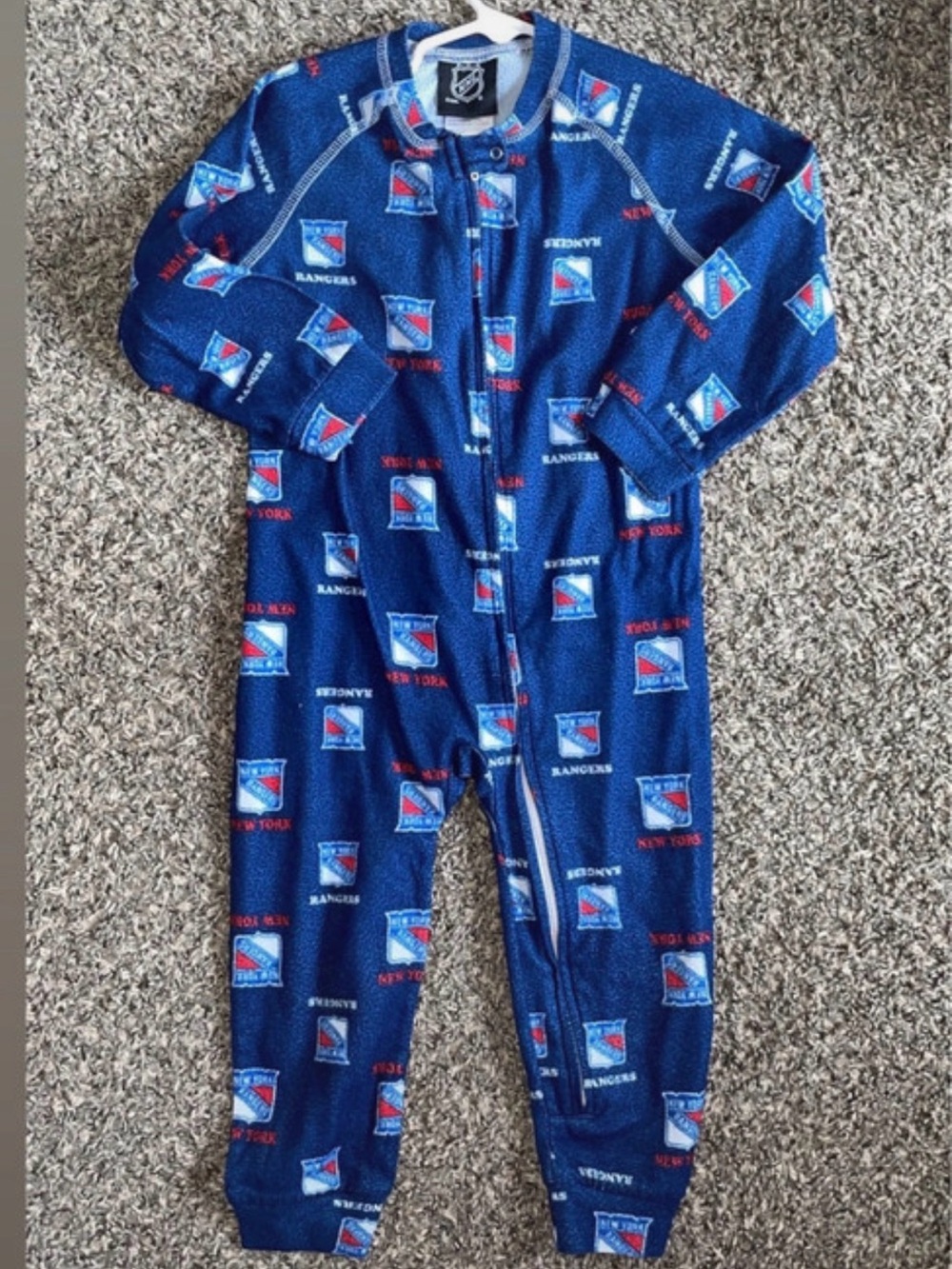 NHL 3t New York Rangers Kids Navy Blue One-Piece Pajama